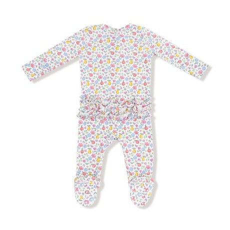 Angel Dear Fall Fruit Floral 2-Way Zipper Ruffle Back Footie