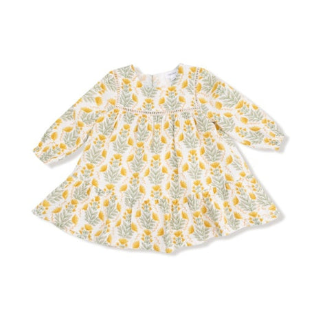 Angel Dear Winter Dandelions Ladder Trim Dress and Ribbed Leggings
