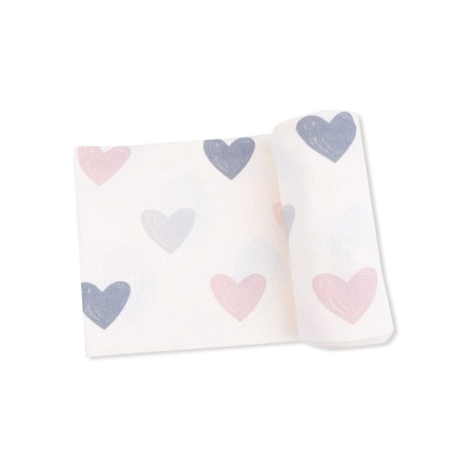 Angel Dear Hearts Modal Rib Swaddle Blanket