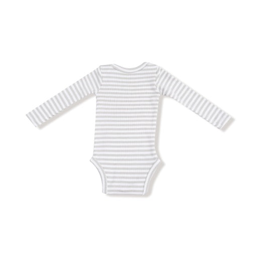 Angel Dear Basics Stripe Mineral- Grey/White Lap Shoulder Bodysuit