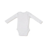 Angel Dear Basics Stripe Mineral- Grey/White Lap Shoulder Bodysuit