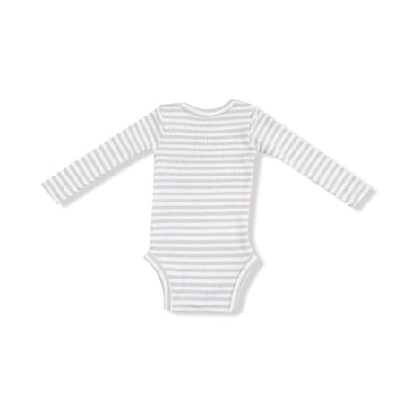 Angel Dear Basics Stripe Mineral- Grey/White Lap Shoulder Bodysuit