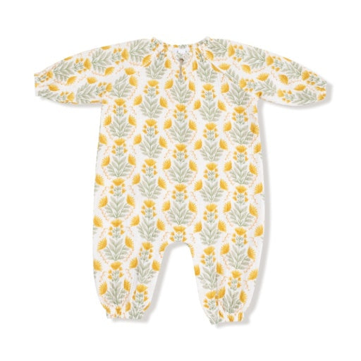 Angel Dear Winter Dandelions Peasant Romper with Elastic Neck + Button
