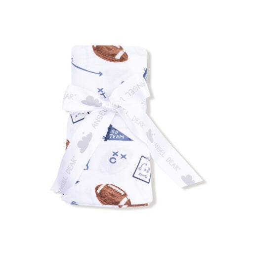Angel Dear Touchdown Time Navy Swaddle Blanket