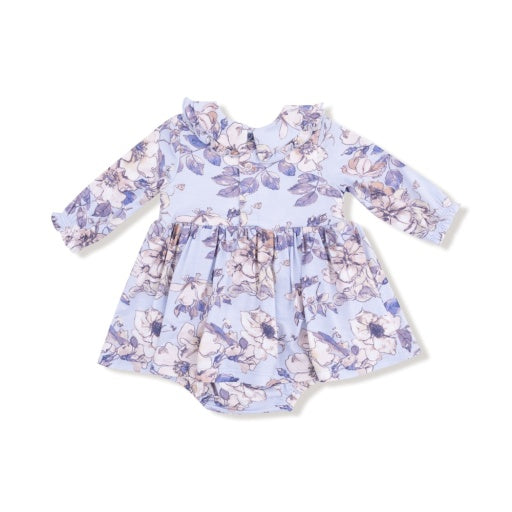 Angel Dear Woodrose Peri Long Sleeve Peter Pan Ruffle Collar Bubble with Skirt