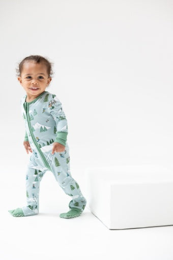 Angel Dear Winter Fun Skiers 2-Way Zipper Romper