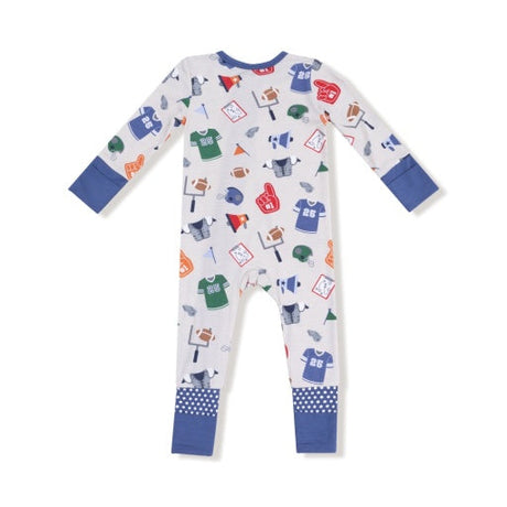 Angel Dear Game Day Grey 2-Way Zipper Romper