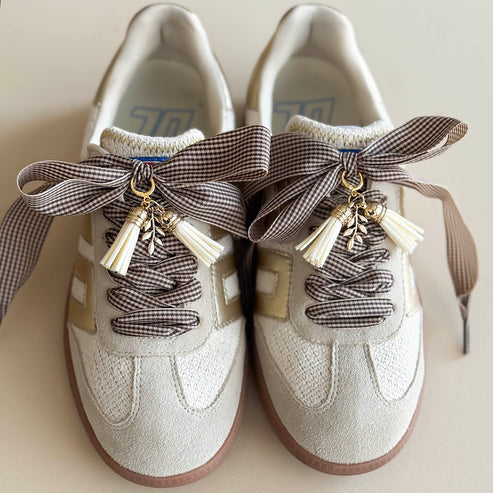 Shoe Charm + Lace Set – Brown Gingham by Leo + Lee
