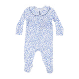 Smocked Peter Pan Footie - Blue Calico Floral by Angel Dear