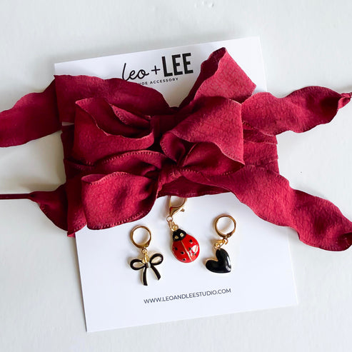Ladybug Sneaker Charm Set– Red Bow by Leo + Lee