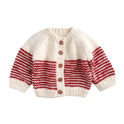 Stripe Cardigan- Cream + Red by The Blueberry Hill