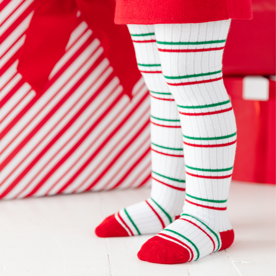 Christmas Stripe Ribbed Tights by Little Stocking