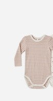 Ribbed Bodysuit || Dusty Rose Microstripe by Quincy Mae