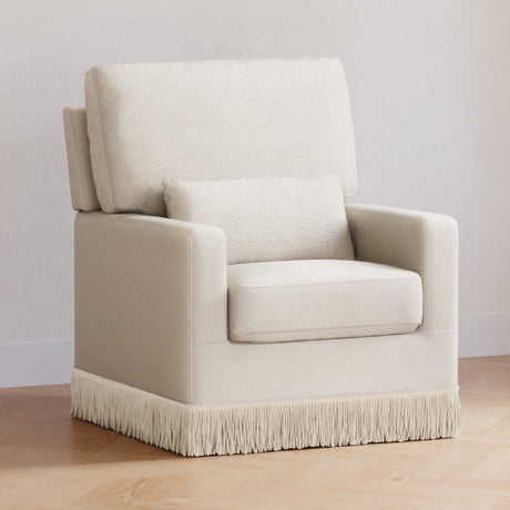 Namesake Crawford Pillowback Comfort Swivel Glider | Boucle with Tassel Fringe