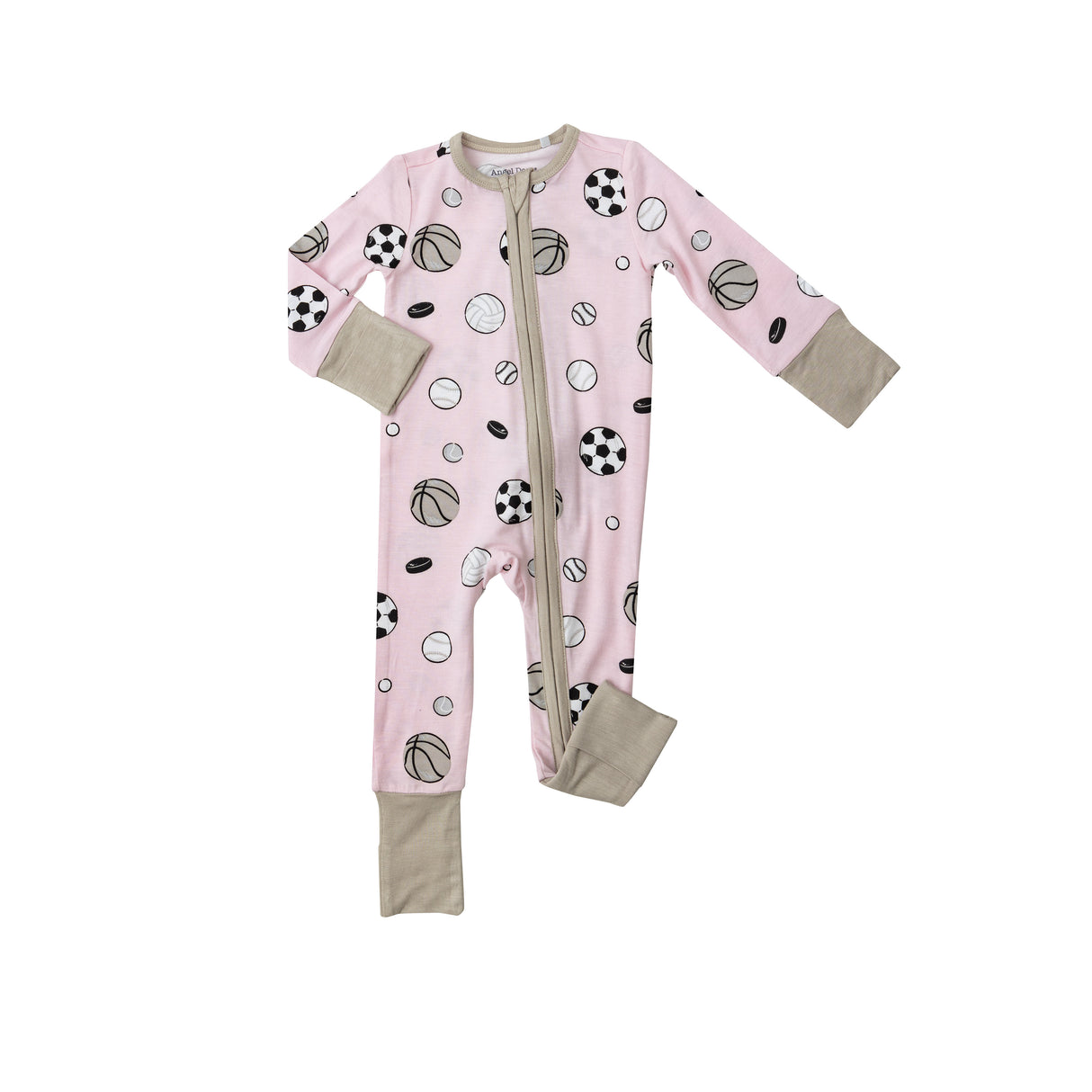 2-Way Zipper Romper - Sports Ball Pink by Angel Dear