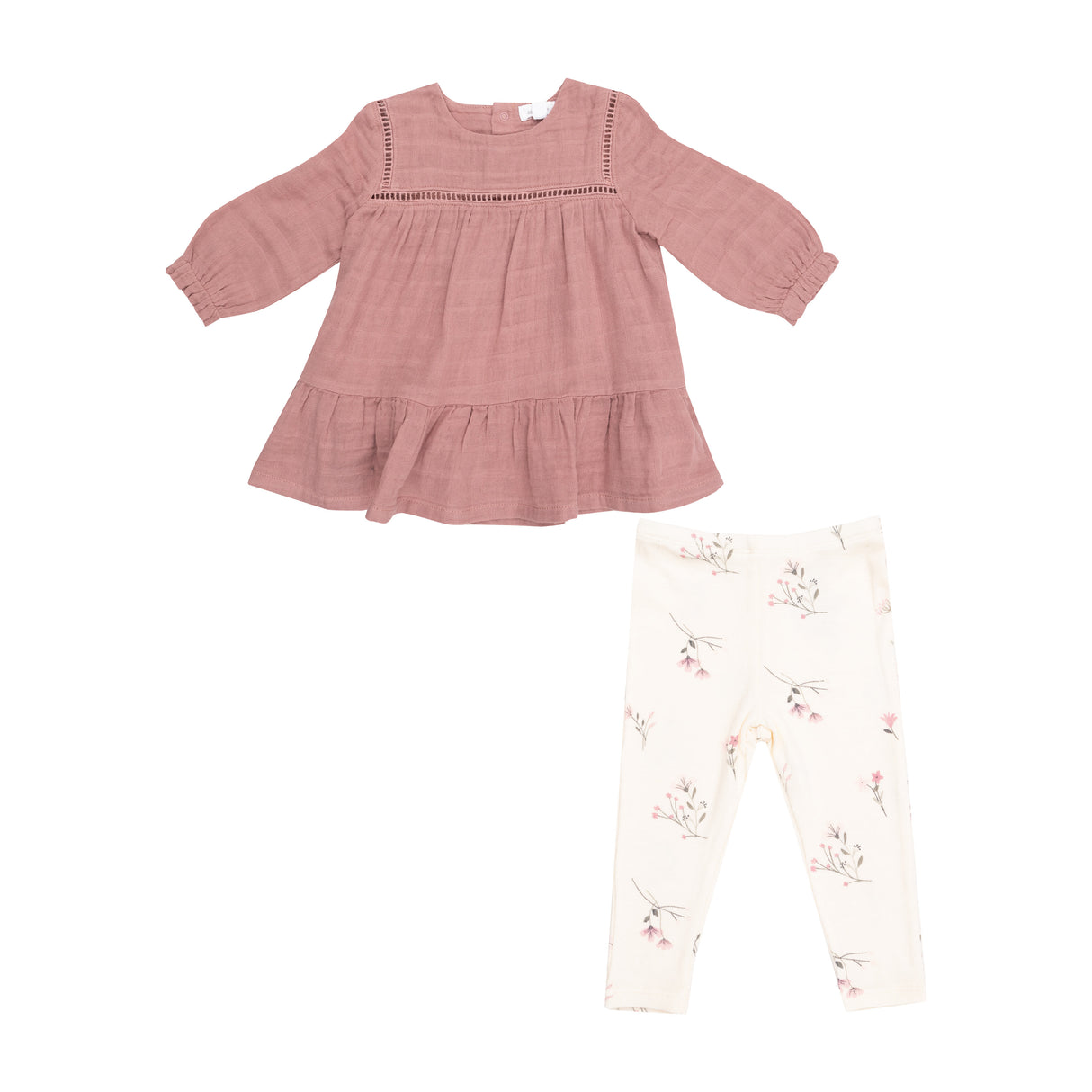 Muslin Bridal Rose - Ladder Trim Dress And Ribbed Legging