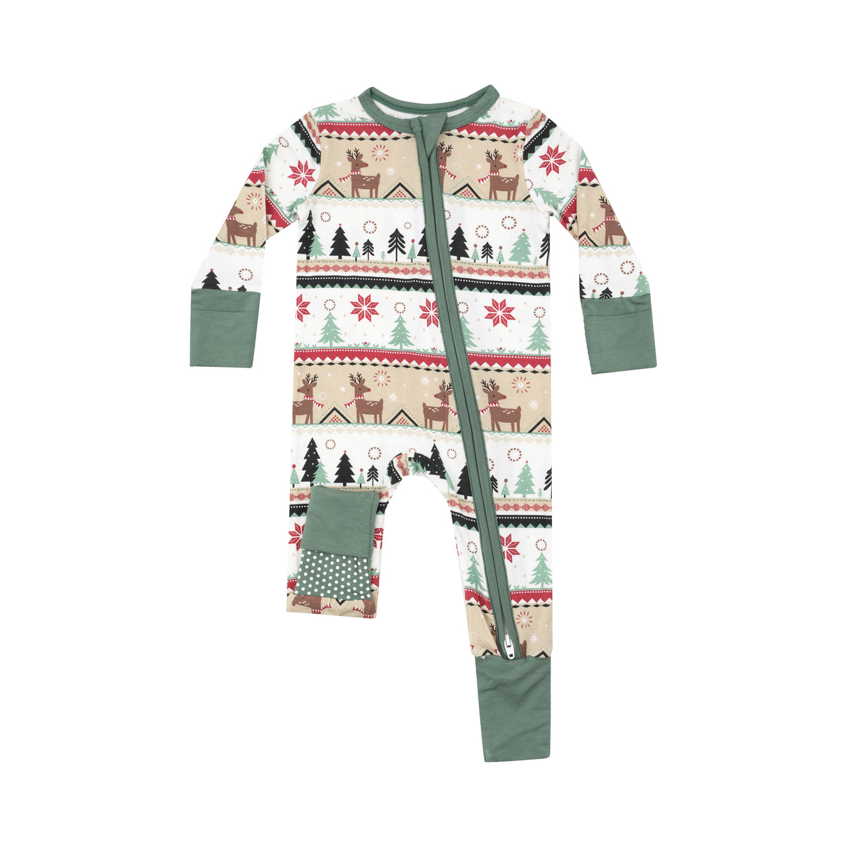 2-Way Zipper Romper - Reindeer Fair Isle by Angel Dear