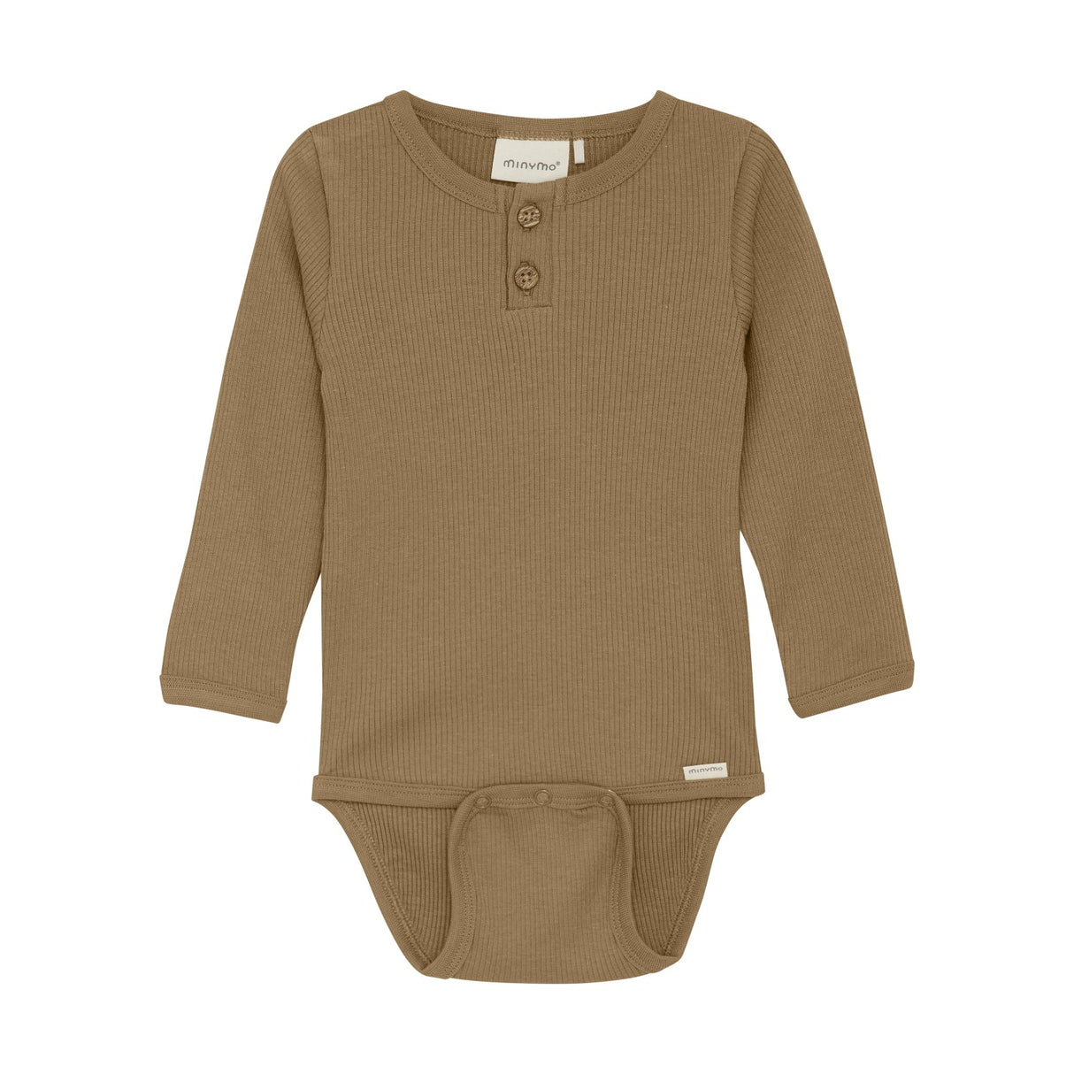 Long Sleeve Rib Bodysuit - Tiger's Eye by Minymo