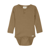 Long Sleeve Rib Bodysuit - Tiger's Eye by Minymo