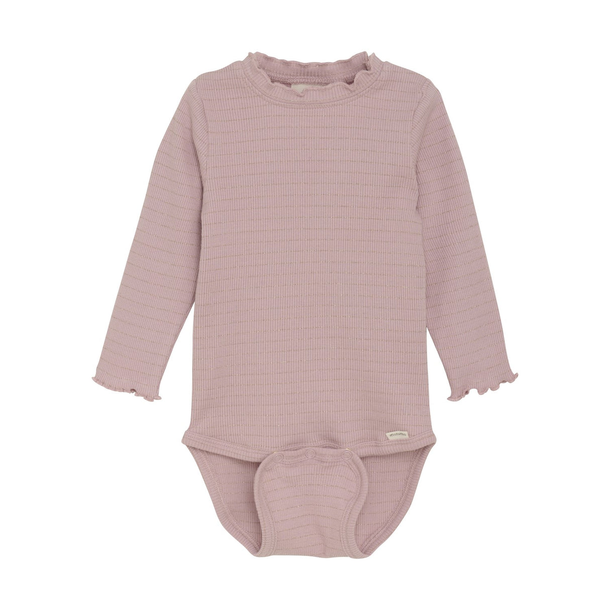 Ribbed Stripe Bodysuit - Pale Mauve by Minymo