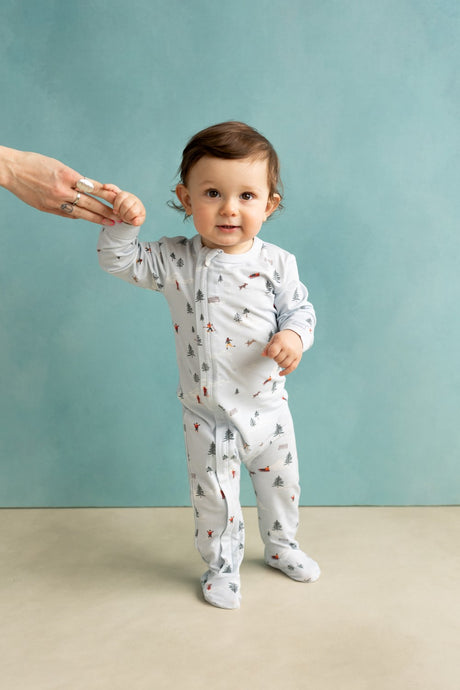 Winter on Blue Footie by Coccoli