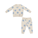 French Terry Sketchy Stars Blue - Raglan Sweatshirt And Jogger Set by Angel Dear