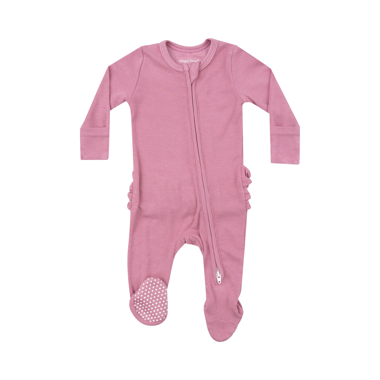 2 Way Ribbed Zipper Footie - Basics Solid Wild Rose by Angel Dear