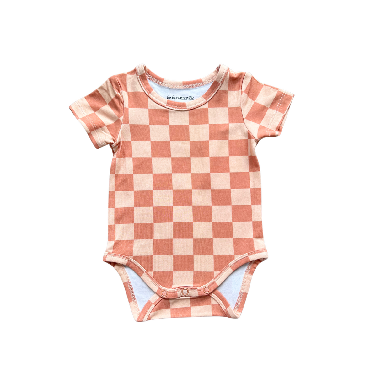 Baby Short Sleeve Bodysuit- Checker in Sunset by Babysprouts