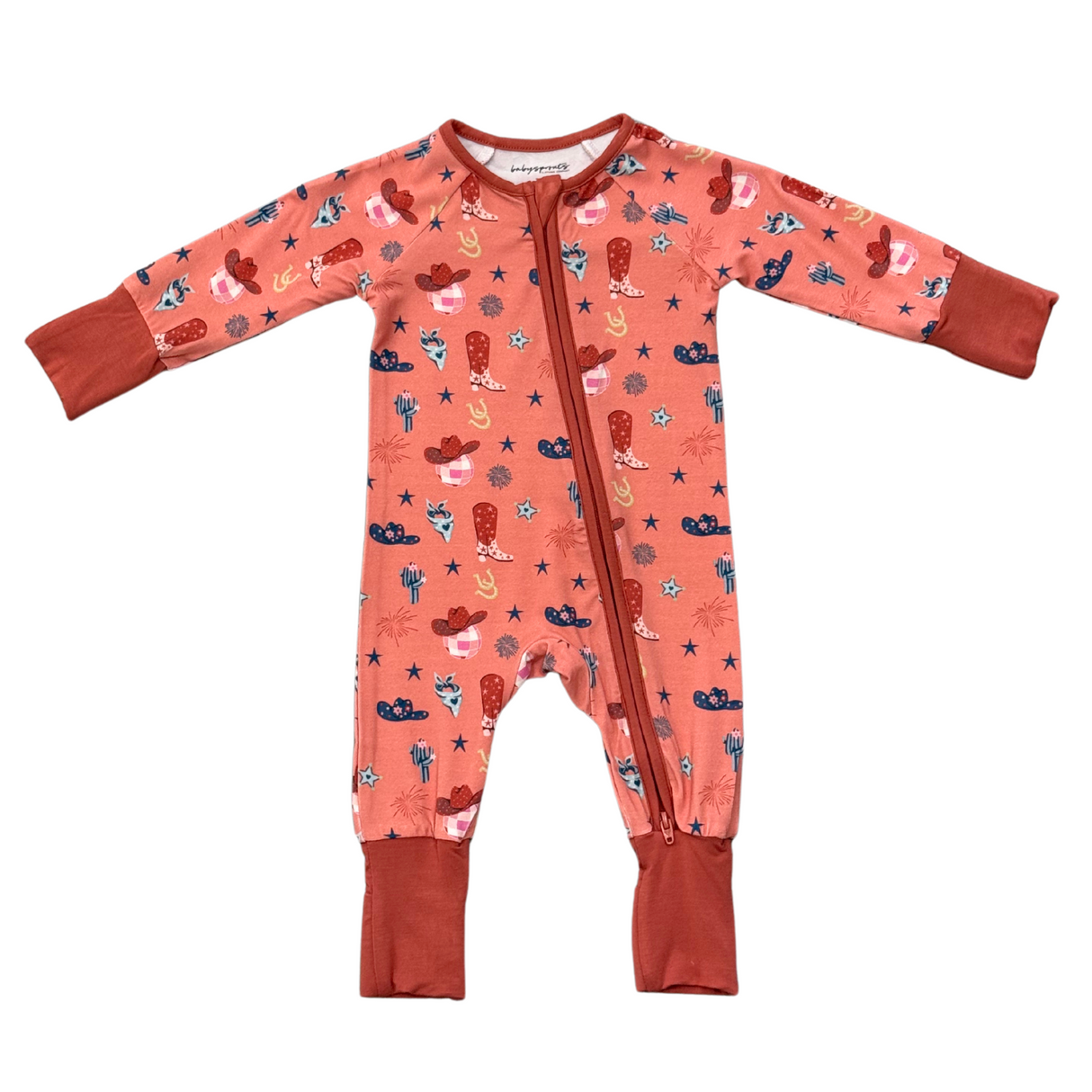 Long Sleeve Zip Romper- American Cowgirl by Babysprouts