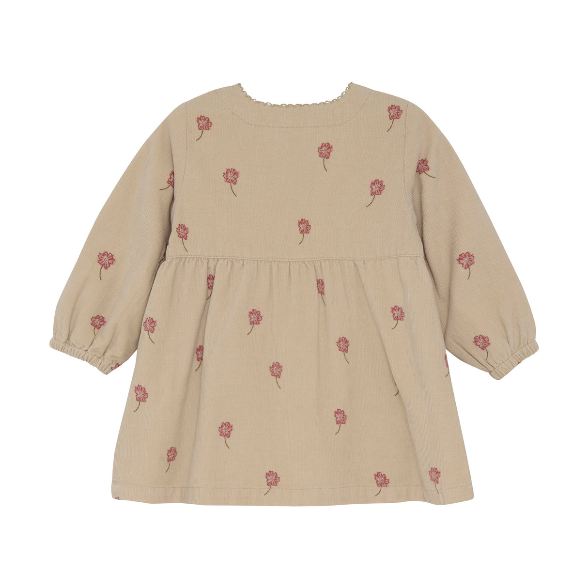 Corduroy Dress- Oxford Tan Flower Print by Minymo