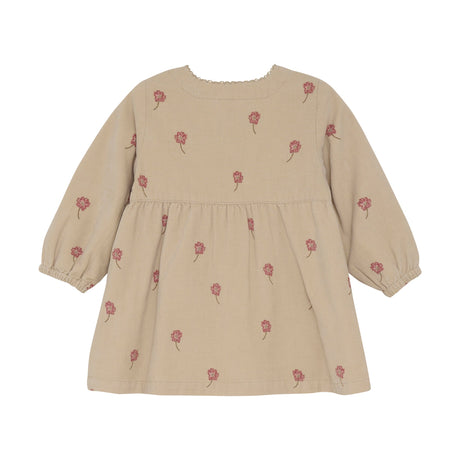 Corduroy Dress- Oxford Tan Flower Print by Minymo