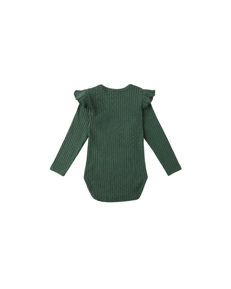 Shoulder Ruffle Bodysuit || Green by Rylee + Cru