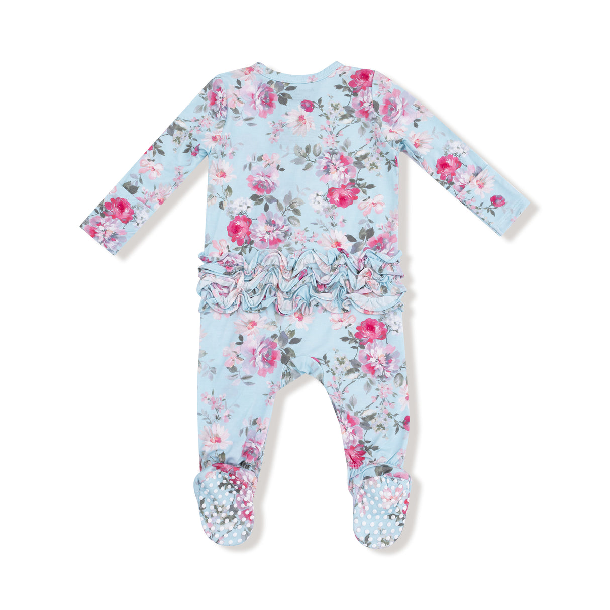 Charlotte Floral - 2 Way Zipper Ruffle Back Footie by Angel Dear