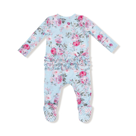 Charlotte Floral - 2 Way Zipper Ruffle Back Footie by Angel Dear