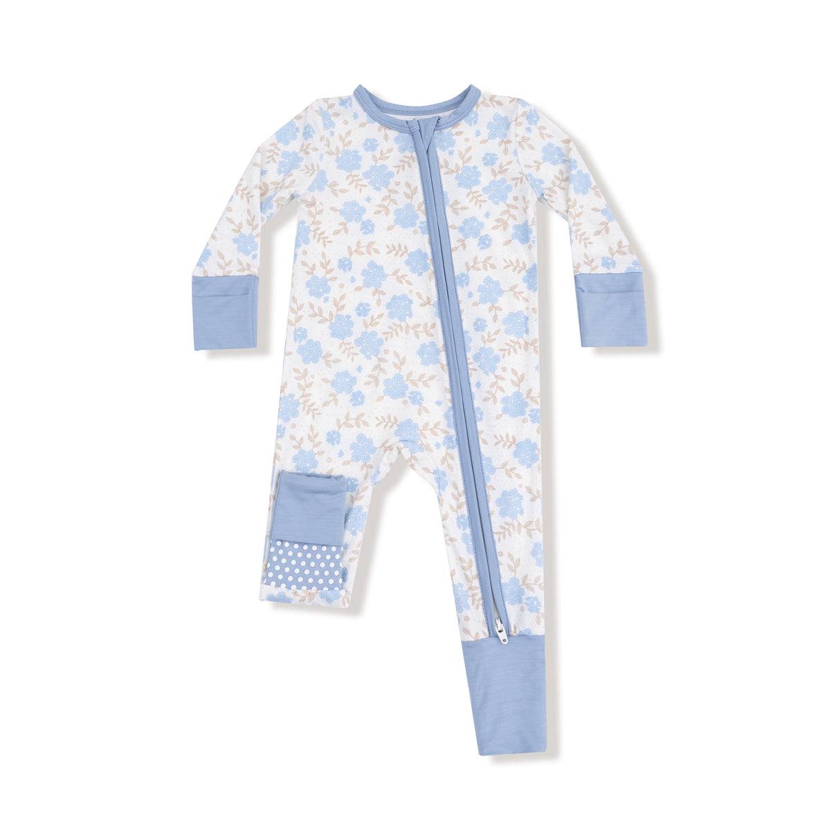 Baby Blue Floral - 2 Way Zipper Romper by Angel Dear