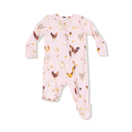 Collector Chickens- Pink- 2 Way Ruffle Zipper Footie by Angel Dear