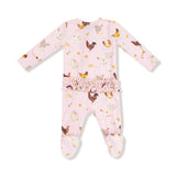 Collector Chickens- Pink- 2 Way Ruffle Zipper Footie by Angel Dear