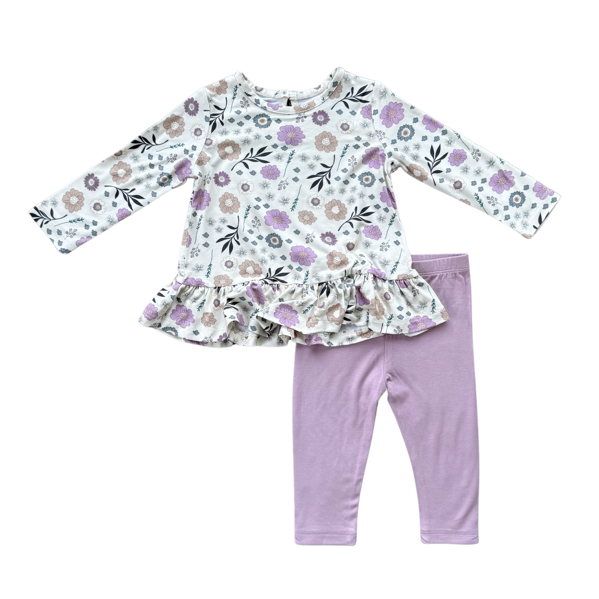 Long Sleeve Peplum Set- Winter Floral by Babysprouts