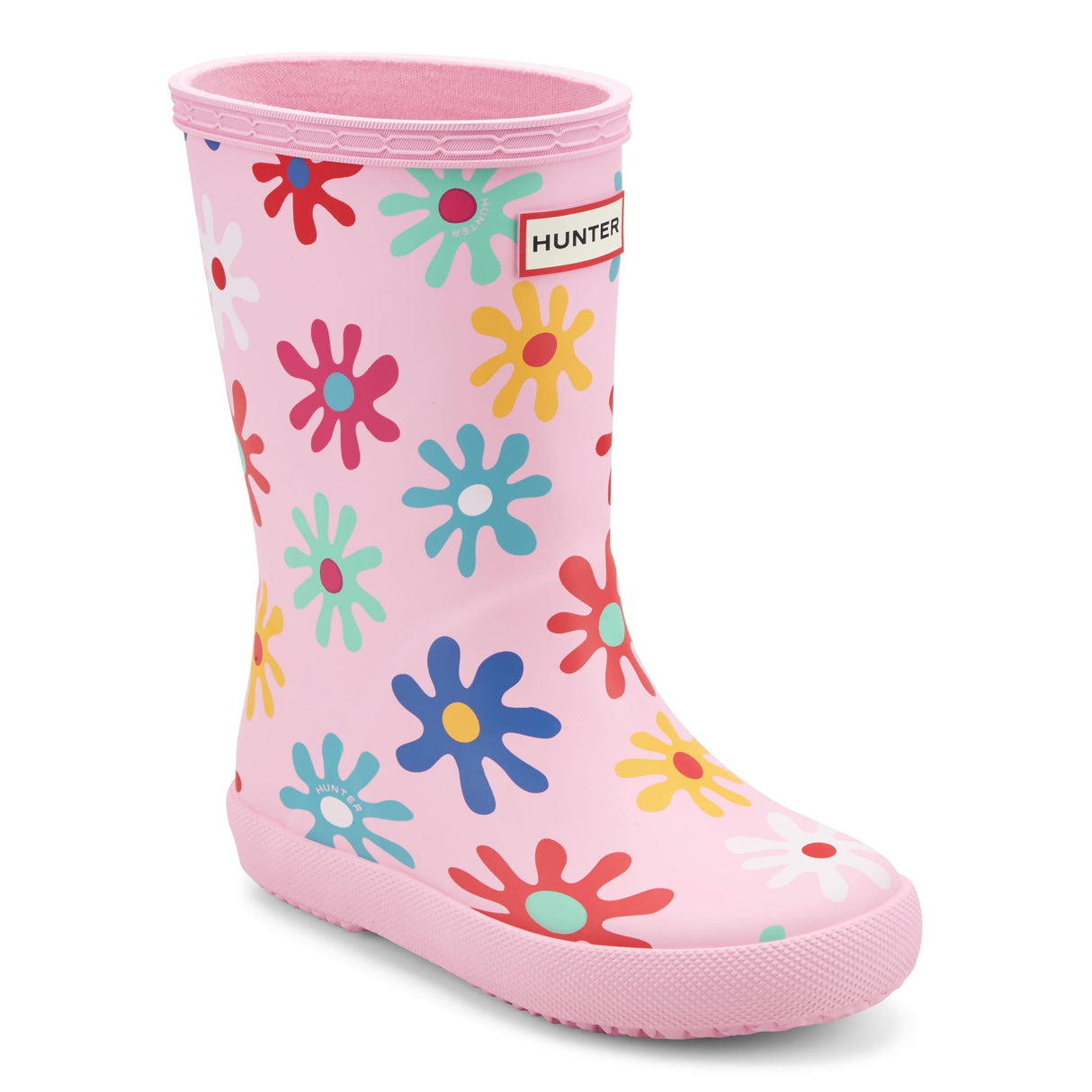 Kids First Classic Rain Boots- Medium Pink Flowers by Hunter Boots