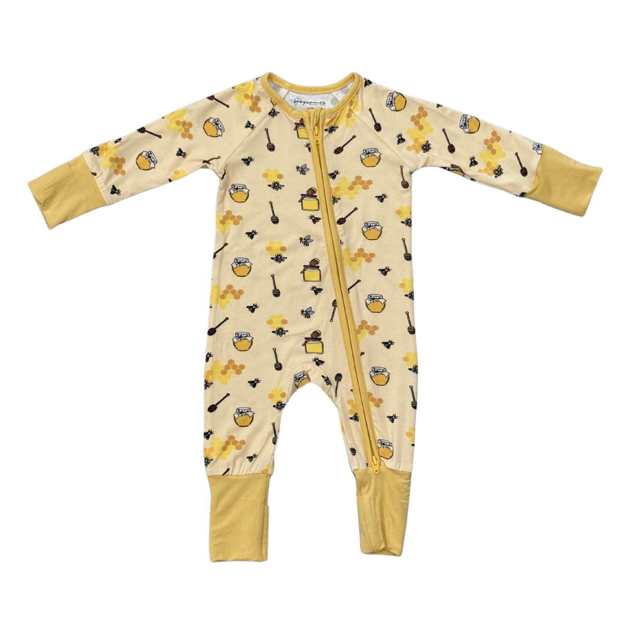 Long Sleeve Zip Romper- Honey Bees by Babysprouts