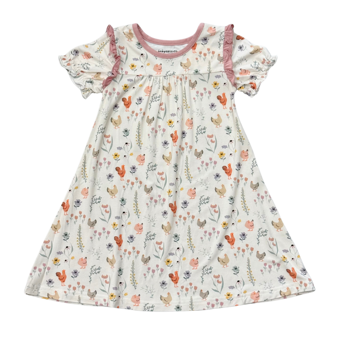 Girl's Night Gown- Floral Chicken by Babysprouts