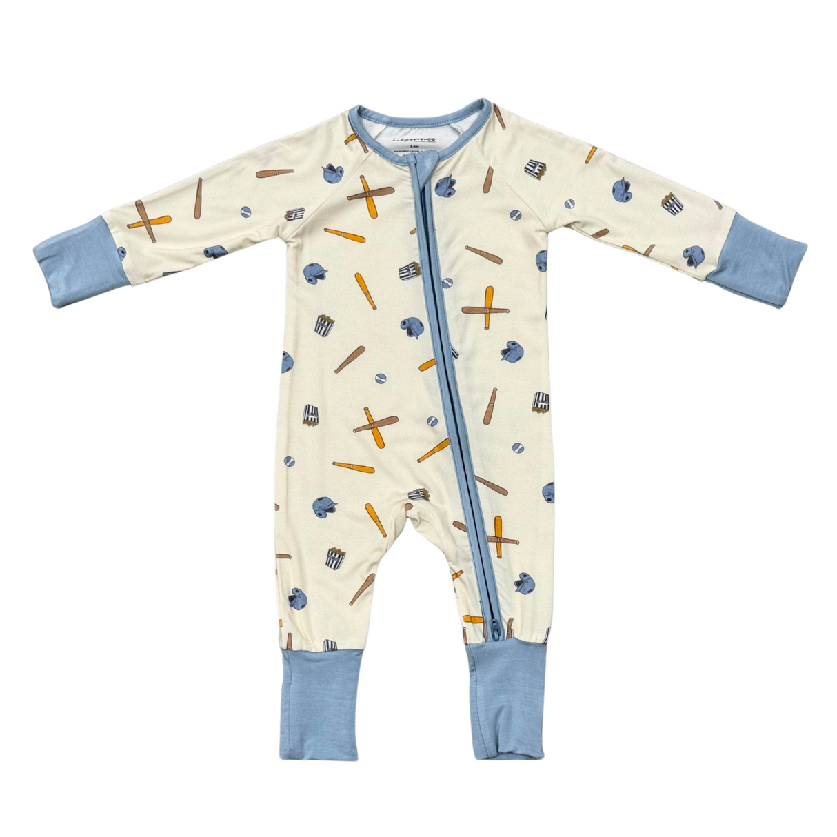 Baby Long Sleeve Zip Romper- Baseball by Babysprouts