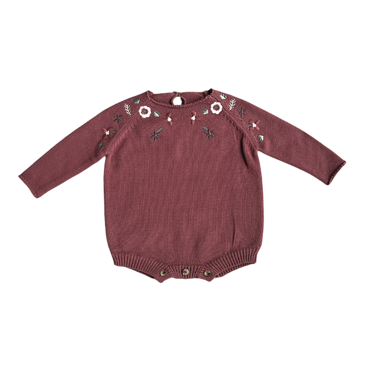 Floral Embroidery Romper - Cranberry Floral by Babysprouts