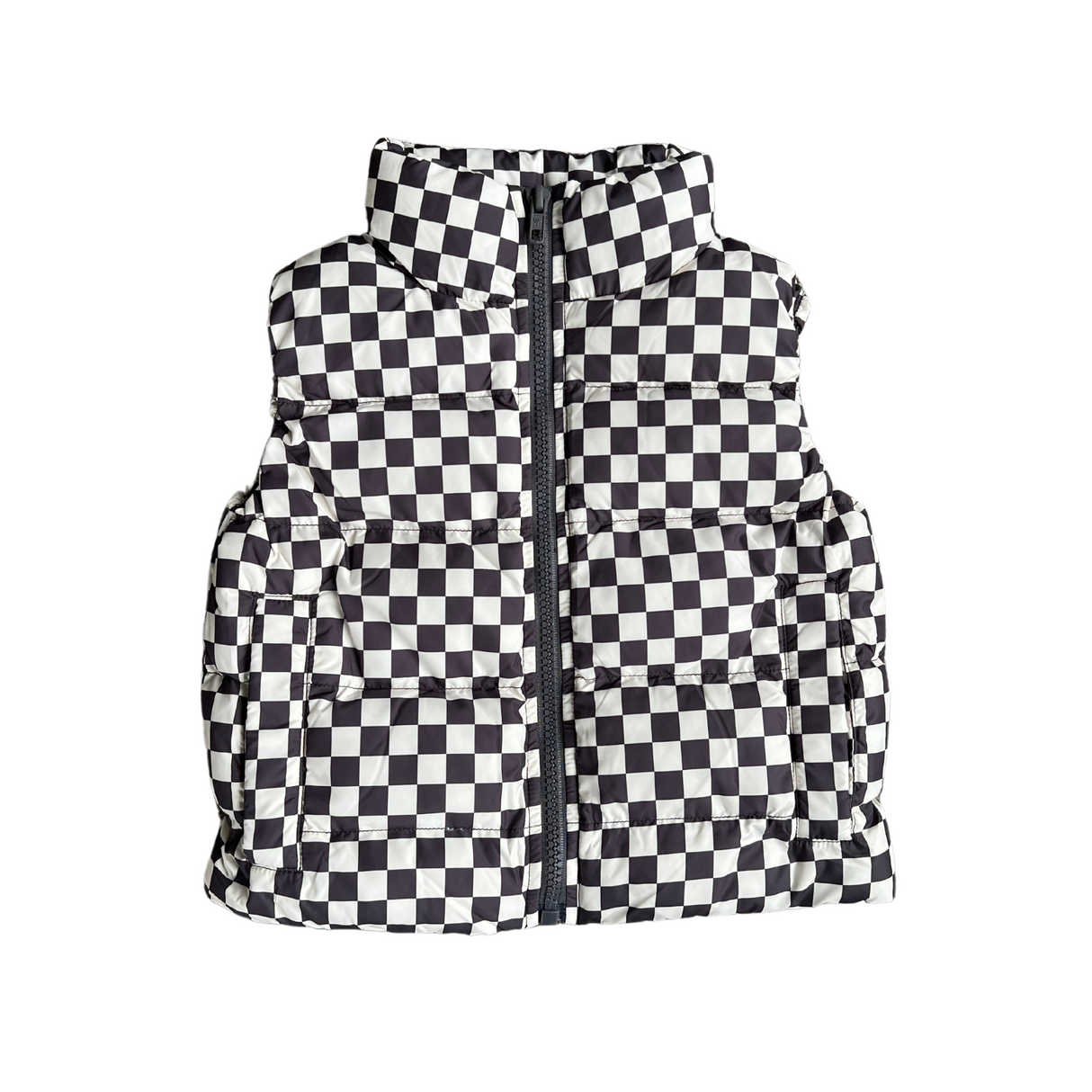 Puffer Vest - Checkered in Gray by Babysprouts