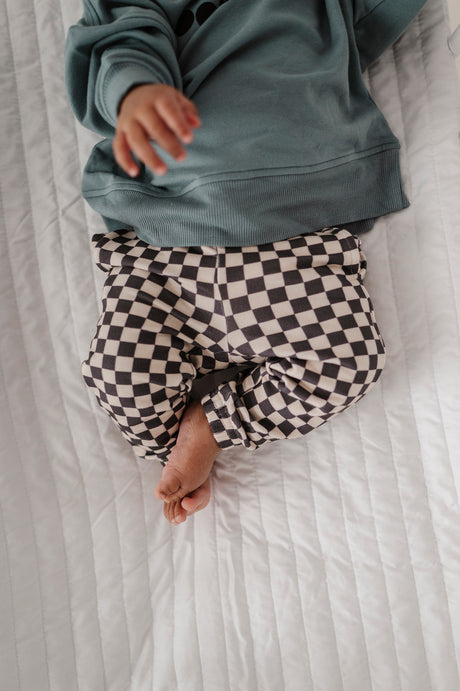 Boy's Joggers - Checkered in Grey Wash by Babysprouts