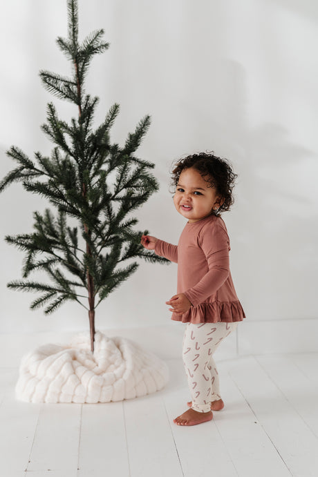 Long Sleeve Peplum Top - Burlwood by Babysprouts