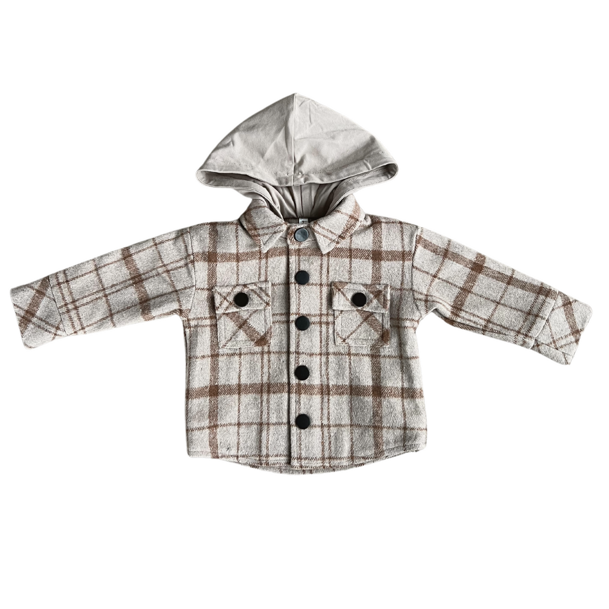 Hooded Shacked - Toffee Beige Plaid by Babysprouts