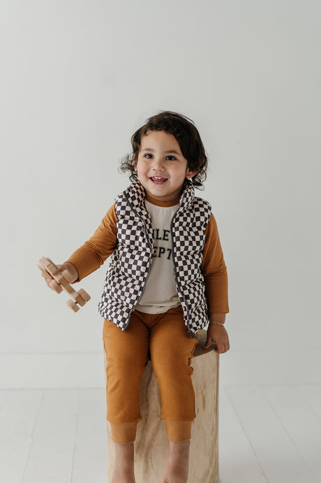 Puffer Vest - Checkered in Gray by Babysprouts