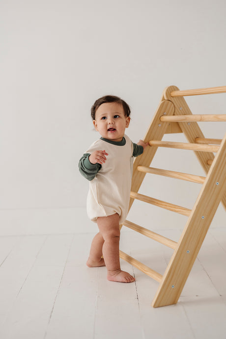 Colorblock Romper - Pine by Babysprouts
