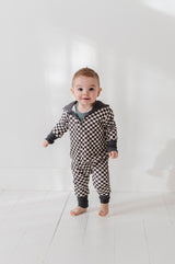Zip Romper - Checkered in Gray by Babysprouts